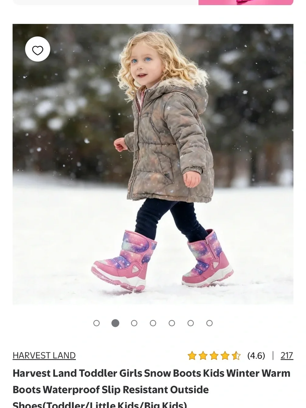 Kids Pink Galaxy Winter Boots